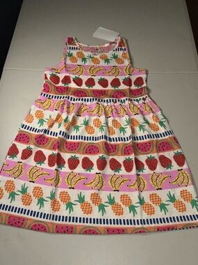 H&M Pink and White Fruit-Print Cotton Dress
